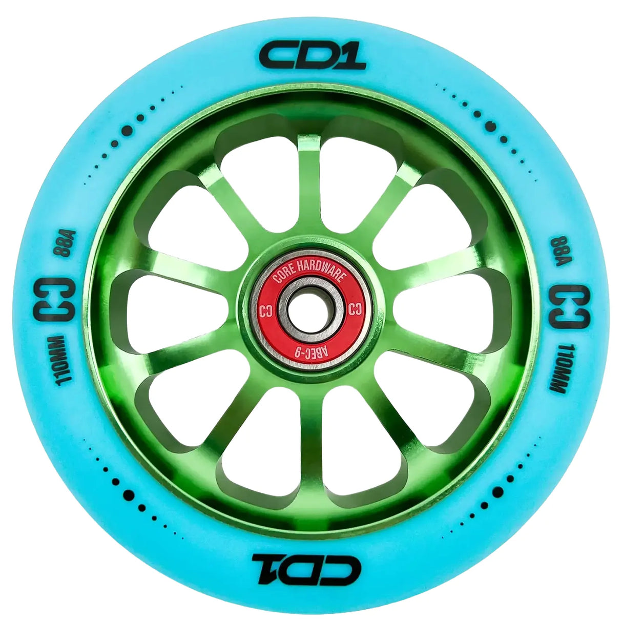 SKACRE-CD1-BLK2/Piece CORE CD1 Stunt Scooter Rolle – verschiedene Farben – 110 mm 88A ABEC 9 | Aluminiumkern | Rolle für Stunt Scooter | Lörrach Freiburg Basel Inliner Skateschule und Skateshop Weil am Rhein SkaMiDan Deutschland Germany
