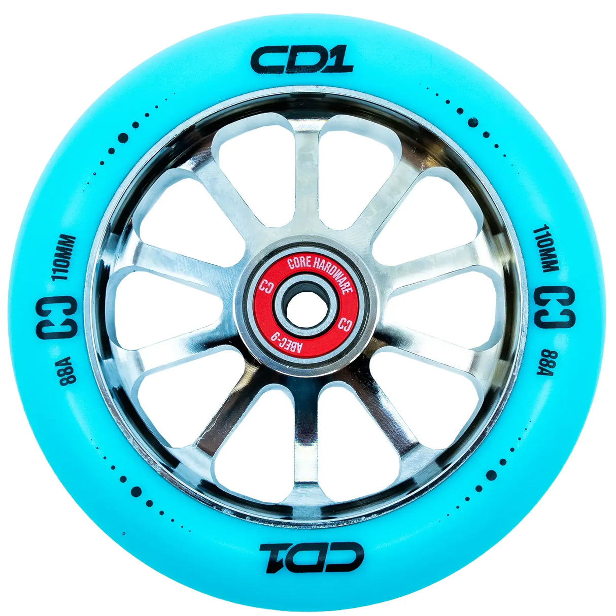 SKACRE-CD1-BLK2/Piece CORE CD1 Stunt Scooter Rolle – verschiedene Farben – 110 mm 88A ABEC 9 | Aluminiumkern | Rolle für Stunt Scooter | Lörrach Freiburg Basel Inliner Skateschule und Skateshop Weil am Rhein SkaMiDan Deutschland Germany
