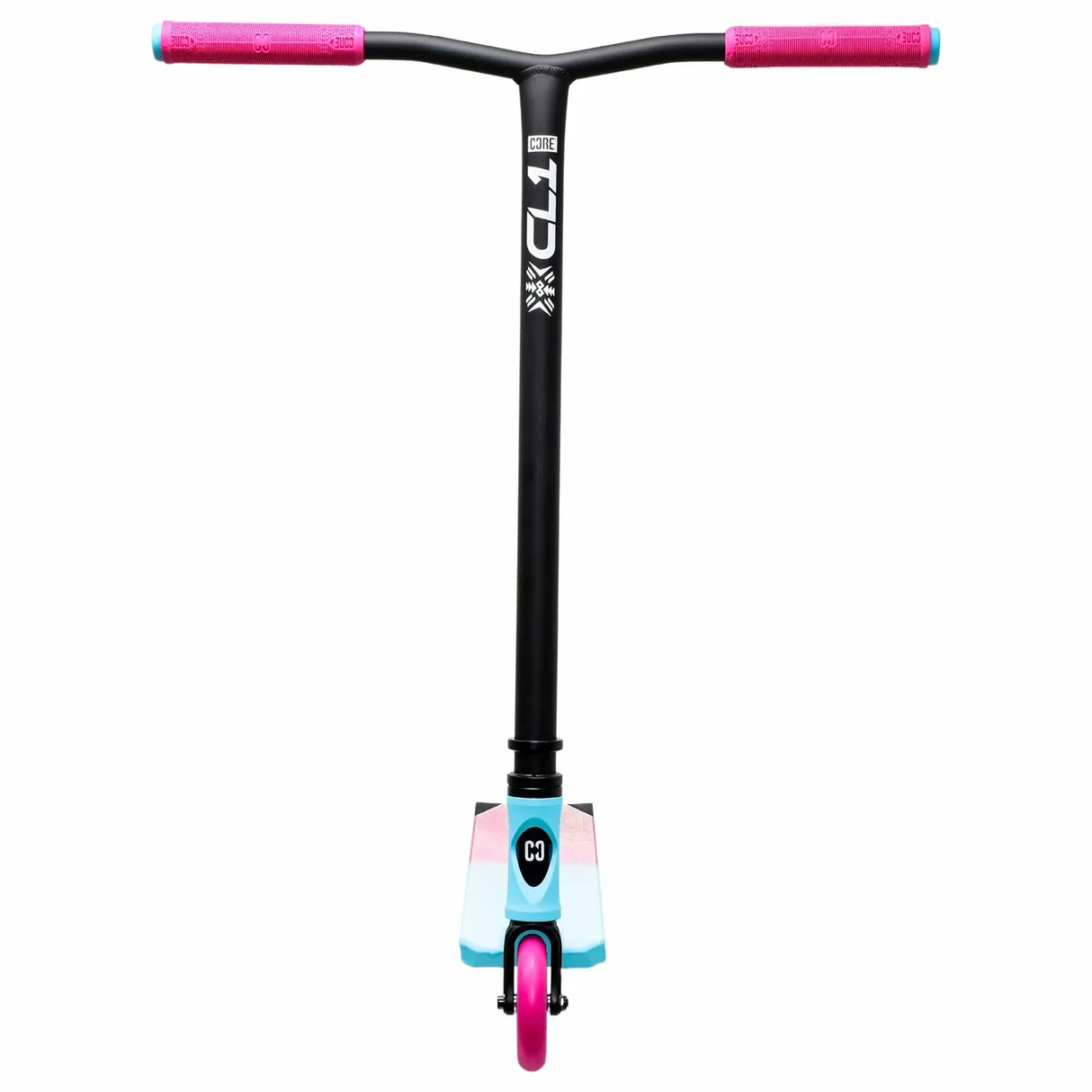 SKACRE-CL1-PT CORE CL1 Stunt Scooter Pro – Pink Türkis Pink Turquoise | Stunt Roller für Fortgeschrittene und Profis | Trickroller für den Skatepark Stunt Scooter Kicker Trottinett Scootering Soots Scootworld SkaMiDan Weil am Rhein Basel Lörrach Freiburg Schweiz Deutschland Switzerland Germany Bale Skatepark Roller Stunt Roller Tretroller Action Scooter Kinder Roller Kids Children Stunts Park Trick Scooter