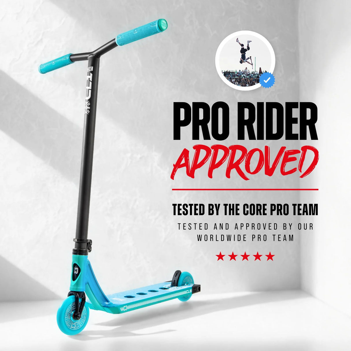 SKACRE-CL1-RBLE CORE CL1 Stunt Scooter Pro – verschiedene Farben | Stunt Roller für Fortgeschrittene und Profis | Trickroller für den Skatepark Stunt Scooter Kicker Trottinett Scootering Soots Scootworld SkaMiDan Weil am Rhein Basel Lörrach Freiburg Schweiz Deutschland Switzerland Germany Bale Skatepark Roller Stunt Roller Tretroller Action Scooter Kinder Roller Kids Children Stunts Park Trick Scooter