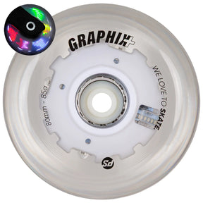 SKALUWL-LU6485-DUO-GA-PU/GalaxyPurple POWERSLIDE Graphix Plus LED Rollen – 80mm 85A | LED Rollen für Inlineskates | Leuchtrollen für das Inline Skating Inline Skating Rollerblading Inlineskaterollen Skating Wheels for Rollerblader  Rollen für Inlineskater Lörrach Freiburg Basel Inliner Richtige Größe right Size for Rollerblades Langhaltende Inlineskaterollen Longlasting Wheels for Rollerblading Skateschule und Skateshop Weil am Rhein SkaMiDan Deutschland Germany
