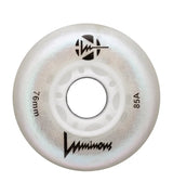 SKALUWL-LU76-PE-WH/WhitePearl Luminous LED Wheels 76mm 85A | Luminous LED Rollen für Inlineskates in White Pearl | 4-Pack || Inline Skating Rollen Inline Skating Wheels Rollerblading Wheels Inline Skating Rollerblading Inlineskaterollen Skating Wheels for Rollerblader  Rollen für Inlineskater Lörrach Freiburg Basel Inliner Richtige Größe right Size for Rollerblades Langhaltende Inlineskaterollen Longlasting Wheels for Rollerblading Skateschule und Skateshop Weil am Rhein SkaMiDan Deutschland Germany

