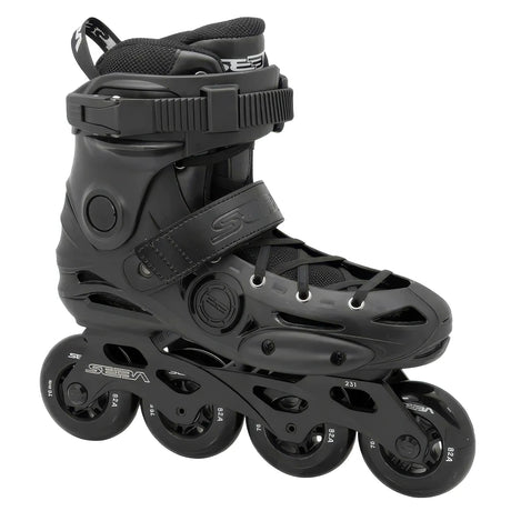 SKASSK-E3J-BK-39 SEBA Skates  E3 J – Black | Junior Freestyle Slalom Skates | Rockerbar | 3er Größen | Kinder Inlineskates | Größenverstellbare Kinder Inlineskates kinder skates kids skates junior skates powerslide kinder inlineskates SkaMiDan Skateshop Weil am Rhein Freiburg Deutschland Germany Lörrach Basel