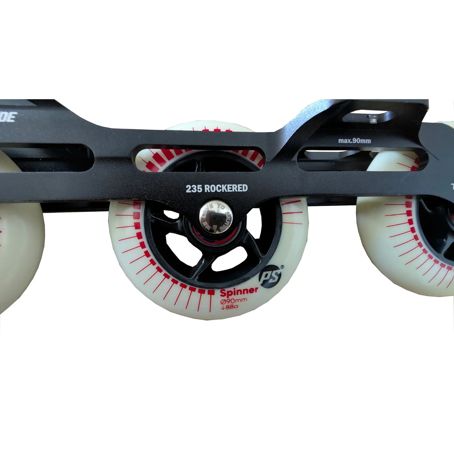 POWERSLIDE Trinity Nexus Rocker Frame RTR Black & White – Spinner Wheels 3×84mm/3×90mm 88A | Slalom & Freestyle Inline Skating Frame