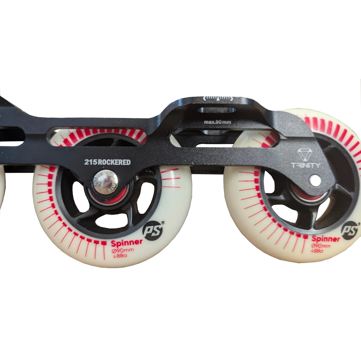 POWERSLIDE Trinity Nexus Rocker Frame RTR Black & White – Spinner Wheels 3×84mm/3×90mm 88A | Slalom & Freestyle Inline Skating Frame