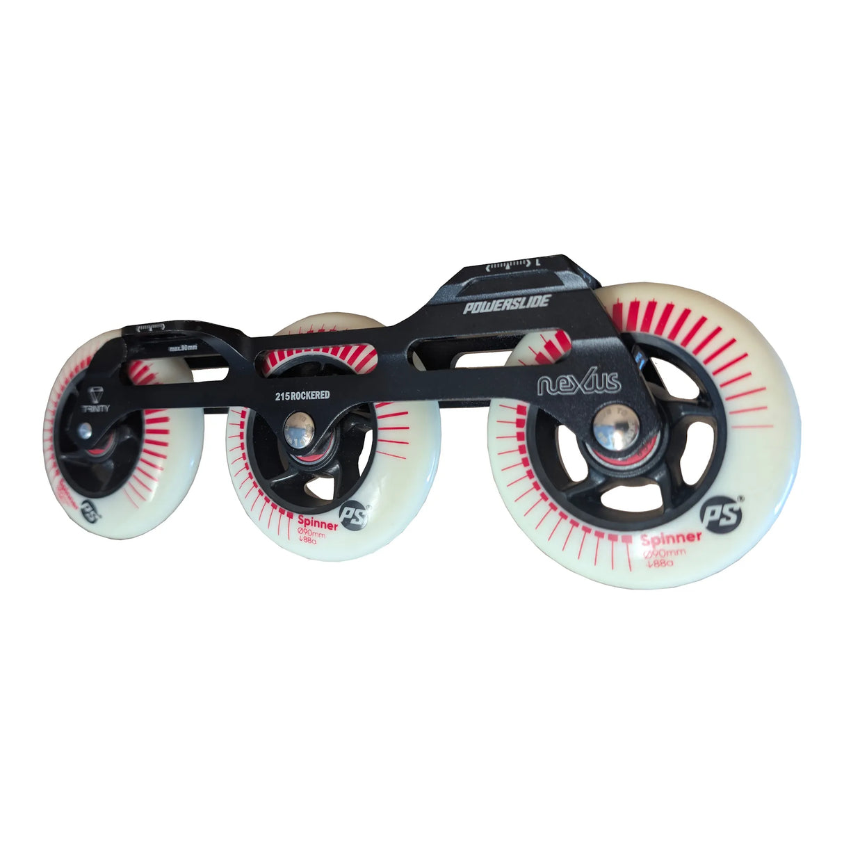 POWERSLIDE Trinity Nexus Rocker Frame RTR Black & White – Spinner Wheels 3×84mm/3×90mm 88A | Slalom & Freestyle Inline Skating Frame