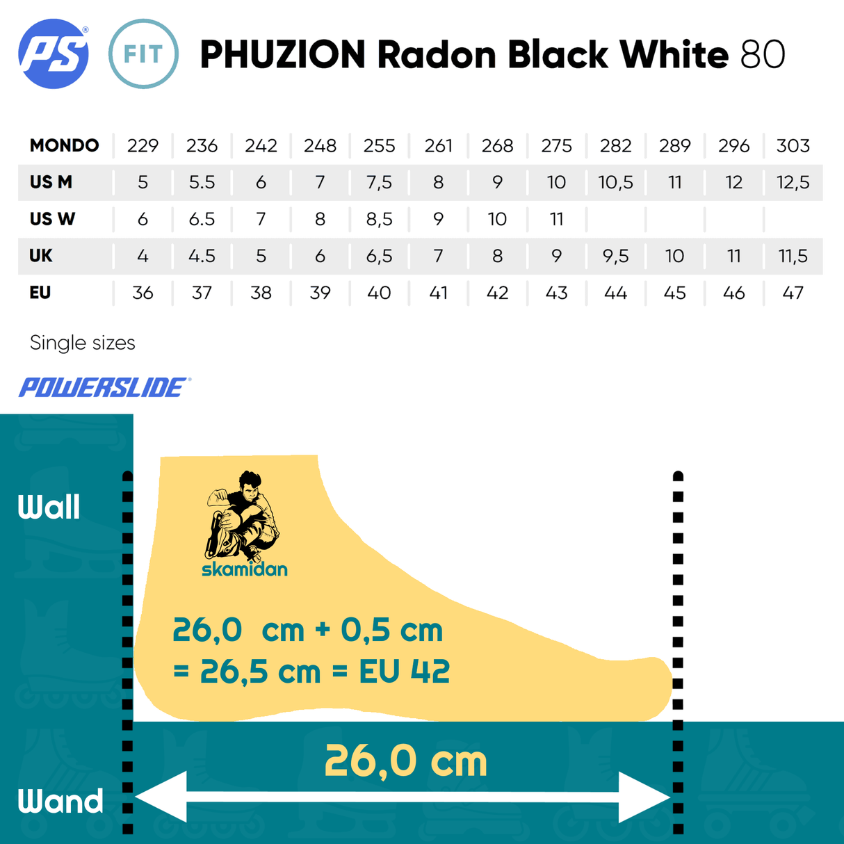 SKA901975 POWERSLIDE Phuzion Radon 80 Black White | Trinity X | Fitness Inlineskates Trinity Mounting Fitness Inline Skating Inlineskates Inline Skating Rollerblading Inline Inliner Skates Inlineskates Rollerblades Blades Freizeitskates Casual Skates Skatelife Skateshop und Skateschule Weil am Rhein SkaMiDan