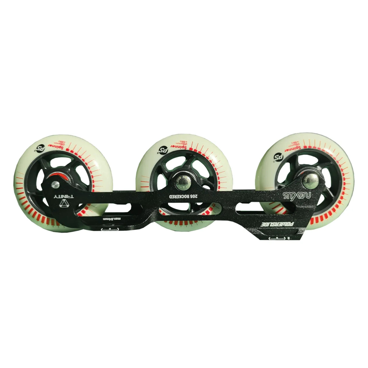 POWERSLIDE Trinity Nexus Rocker Frame + Spinner Wheels 3x84mm 88A | 205mm | White | Freestyle Inline Skating